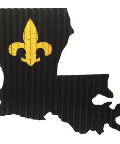 Louisiana Black and Gold Fleur-de-lis Corrugated Metal Art