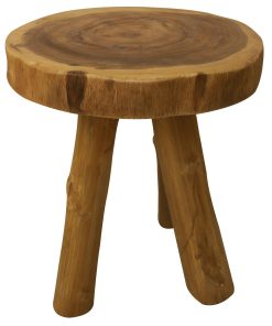 Teak-Log End Table