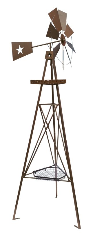 Windmill with Hanging Plant Hook and Planter Basket - For Pickup ONLY (Excluding Wholesale Orders)